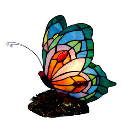 Multi-color Butterfly  Tiffany Leadlight Stained Glass Art Deco Table Lamp
