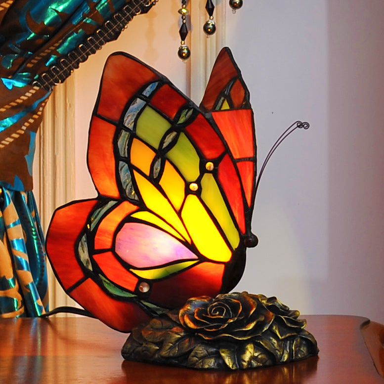 Butterfly  Tiffany Leadlight Stained Glass Art Deco Table Lamp
