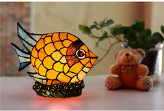 Tiffany Leadlight Art Deco Stained Glass Fish Accent Lamp