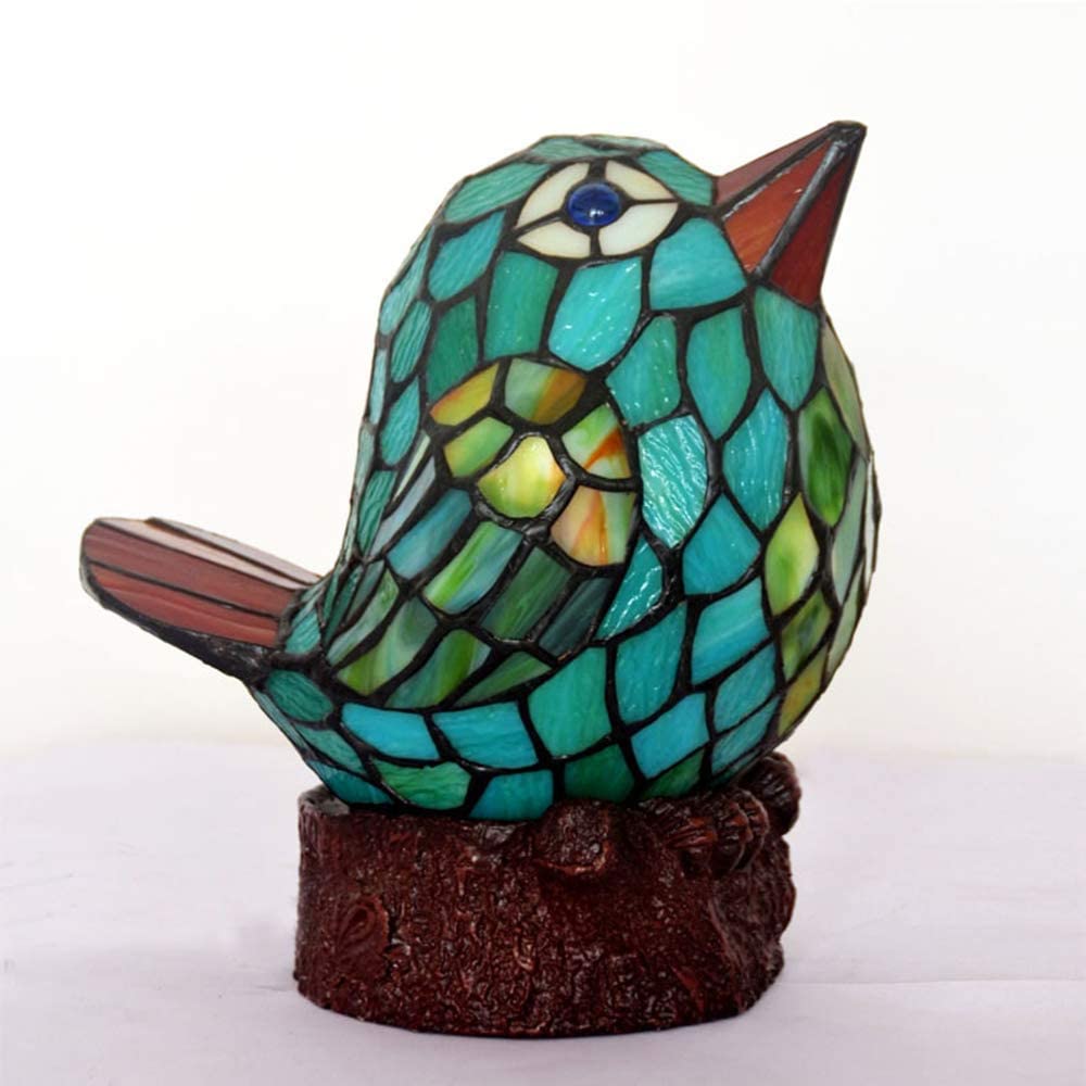 "Happy Bird" Tiffany Leadlight Art Deco Stained Glass Accent Lamp