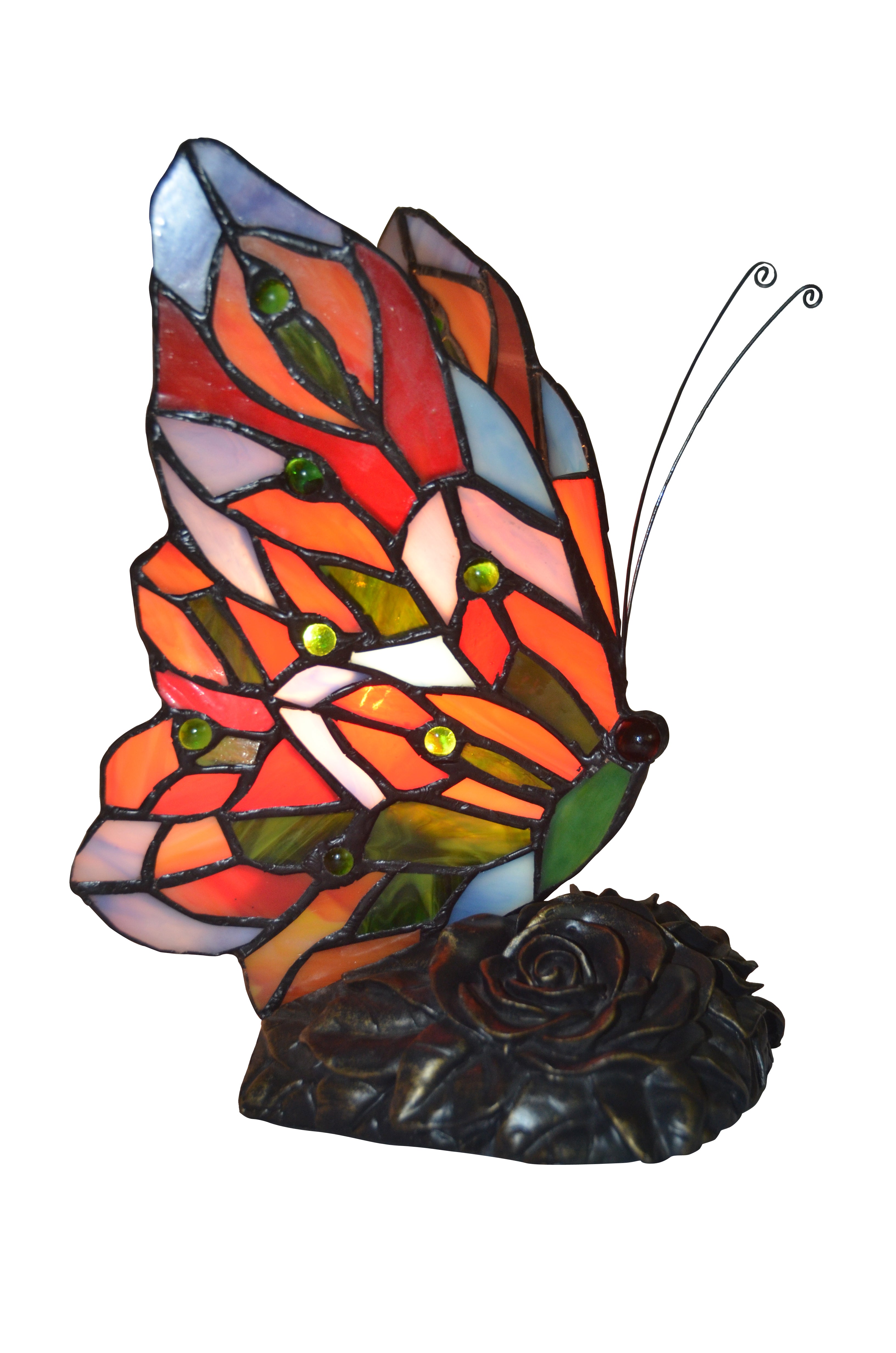 Colorful Butterfly  Tiffany Leadlight Stained Glass Art Deco Table Lamp