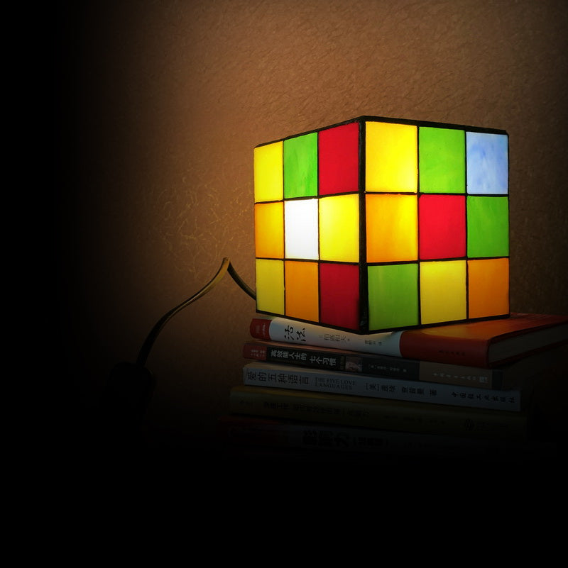 Magic Cube Tiffany Leadlight Art Deco Stained Glass Accent Lamp