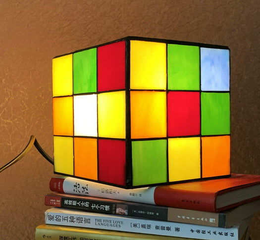 Magic Cube Tiffany Leadlight Art Deco Stained Glass Accent Lamp