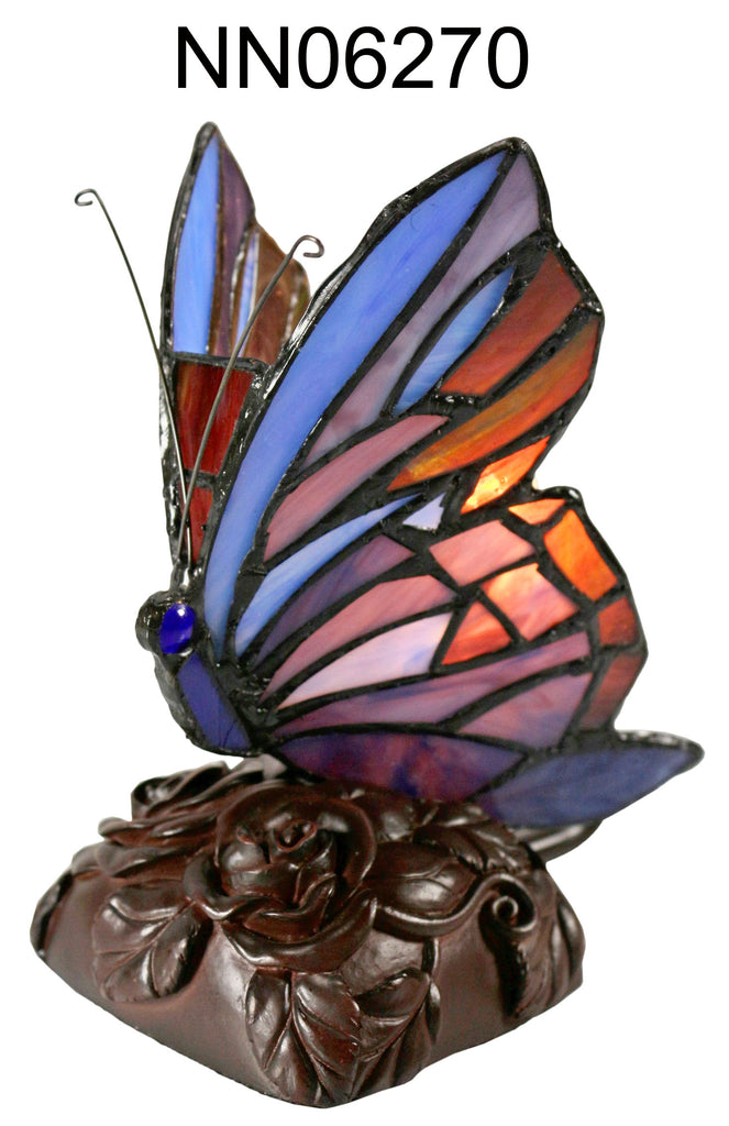 Cute Small Butterfly  Tiffany Leadlight Stained Glass Art Deco Table Lamp